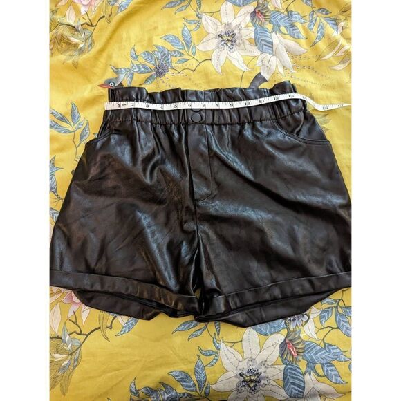 shinestar high waist black vegan leather shirts sz m euc - Picture 3 of 6